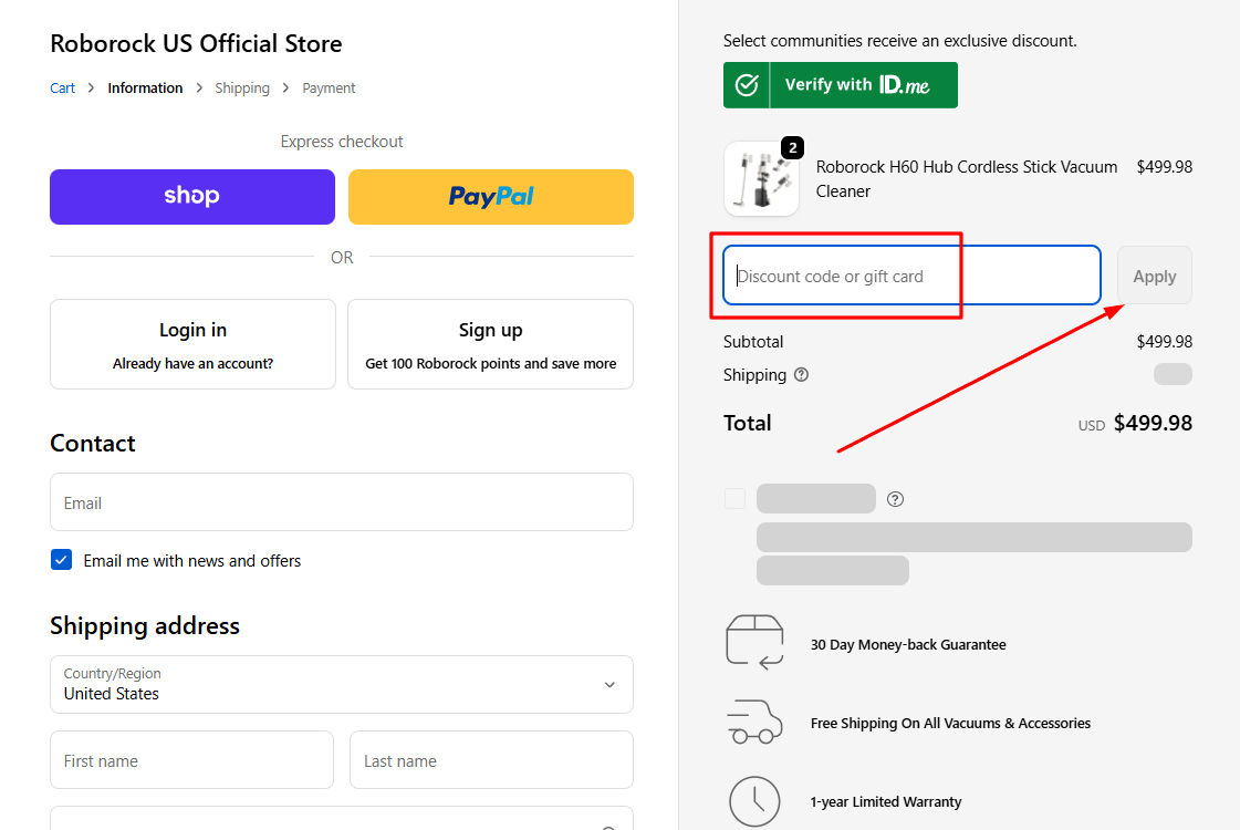 How to apply a Roborock promo code
